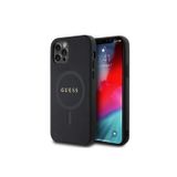 Guess İphone 12 Pro Uyumlu Kılıf Lisanslı Magsafe Şarj Özellikli Yazı Logolu Saffiano Classic Kapak