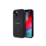 Guess İphone 12 Uyumlu Kılıf Lisanslı Magsafe Şarj Özellikli Yazı Logolu Saffiano Classic Kapak Siyah