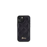 Guess iPhone 15 Kapitone Metal Logolu Siyah Telefon Kılıfı