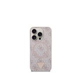 Guess iPhone 15 Pro 4G Desenli Üçgen Logolu Max Magsafe Uyumlu Pembe Telefon Kılıfı