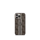 Guess iPhone 15 Pro Max Printed 4G Şerit Logolu Magsafe Uyumlu Kahverengi Telefon Kılıfı