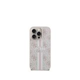 Guess iPhone 15 Pro Max Printed 4G Şerit Logolu Pembe Magsafe Uyumlu Telefon Kılıfı