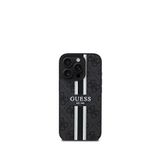 Guess iPhone 15 Pro Max Printed 4G Şerit Logolu Siyah Magsafe Uyumlu Telefon Kılıfı