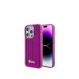Guess Iphone 15 Pro Max Pullu Arka Yüzey Metal Yazı Logolu Sequin Script Telefon Kılıfı - Pembe