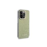 Guess İphone 15 Pro Max Uyumlu Kılıf Lisanslı Yazı Logolu Mirror Disco Kapak Gold