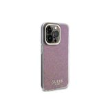 Guess İphone 15 Pro Max Uyumlu Kılıf Lisanslı Yazı Logolu Mirror Disco Kapak Pembe