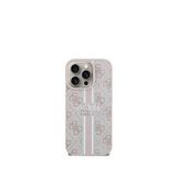 Guess iPhone 15 Pro Pembe Printed 4G Şerit Logolu Magsafe Uyumlu Telefon Kılıfı
