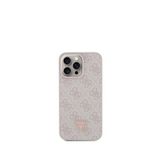 Guess iPhone 15 Pro Uyumlu Pembe 4G Desenli Taşlı Üçgen Logolu Telefon Kılıfı