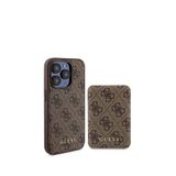 Guess Iphone 15 Pro Yazı Logolu 4g Desenli Magsafe Şarj Özellikli Telefon Kılıfı Ve 5000mah Powerbank 2in1 Set - Kahverengi