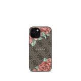 Guess iPhone 15 Rose Desenli Magsafe Uyumlu Kahverengi Telefon Kılıfı