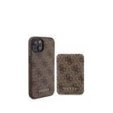 Guess Iphone 15 Yazı Logolu 4g Desenli Magsafe Şarj Özellikli Telefon Kılıfı Ve 5000mah Powerbank 2in1 Set - Kahverengi