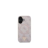 Guess iPhone 16 4G Desenli Üçgen Logolu Magsafe Uyumlu Pembe Telefon Kılıfı