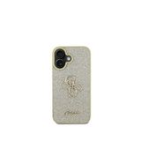 Guess iPhone 16 Altın Uyumlu Glitter 4G Logolu Telefon Kılıfı