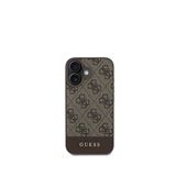 Guess iPhone 16 Kahverengi Şerit Logolu Telefon Kılıfı