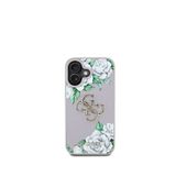 Guess iPhone 16 Mor 4G Logolu Gül Desenli Magsafe Uyumlu Telefon Kılıfı
