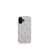 Guess iPhone 16 Pembe 4G Desenli Taşlı Üçgen Logolu Telefon Kılıfı