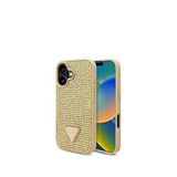 Guess Iphone 16 Plus Taşlı Arka Yüzey Üçgen Logolu Telefon Kılıfı - Altın