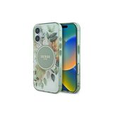 Guess İphone 16 Plus Uyumlu Kılıf Lisanslı Magsafe Özellikli Iml Baskı Yazı Logo Flower Tonal Circle Yeşil