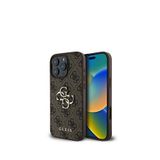 Guess Iphone 16 Pro 4g Desenli Metal Büyük 4g Ve Yazı Logolu Pu Deri Telefon Kılıfı - Kahverengi