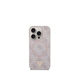 Guess iPhone 16 Pro 4G Desenli Üçgen Logolu Magsafe Uyumlu Pembe Telefon Kılıfı