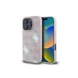 Guess İphone 16 Pro Max Kılıf Lisanslı Magsafe Şarj 4G Desenli Yazı Logolu Peony Pembe