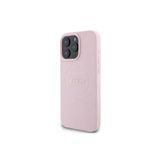 Guess İphone 16 Pro Max Kılıf Lisanslı Magsafe Şarj Özellikli Yazı Logolu Grained Pembe