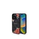 Guess Iphone 16 Pro Max Magsafe Uyumlu Gül Baskılı 4g Desenli Yazı Logolu Telefon Kılıfı - Siyah