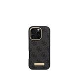 Guess iPhone 16 Pro Max Metal Plaka Logo Magsafe Uyumlu Siyah Telefon Kılıfı