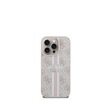 Guess iPhone 16 Pro Max Pembe 4G Şerit Logolu Magsafe Uyumlu Telefon Kılıfı