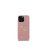 Guess iPhone 16 Pro Max Pembe Uyumlu Glitter 4G Logolu Telefon Kılıfı