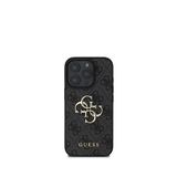 Guess Iphone 16 Pro Max Pu Deri 4g Desenli Metal Büyük 4g Ve Yazı Logolu Telefon Kılıfı - Siyah