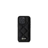Guess iPhone 16 Pro Max Siyah Kapitone Metal Logolu Telefon Kılıfı
