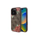 Guess İphone 16 Pro Max Uyumlu Kılıf Lisanslı Magsafe Uyumlu Gül Baskılı 4G Desenli Yazı Logolu