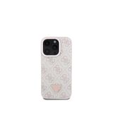 Guess iPhone 16 Pro Pembe 4G Desenli Taşlı Üçgen Logolu Telefon Kılıfı