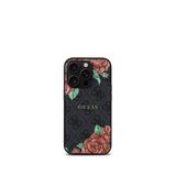 Guess iPhone 16 Pro Rose Desenli Magsafe Uyumlu Siyah Telefon Kılıfı