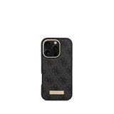 Guess iPhone 16 Pro Siyah Metal Plaka Logo Magsafe Uyumlu Telefon Kılıfı