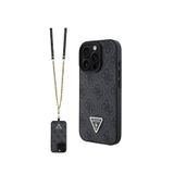 Guess iPhone 16 Pro Strass 4G Desenli Vücut Askılı Siyah Uyumlu Telefon Kılıfı
