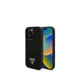 Guess Iphone 16 Pro Taşlı Arka Yüzey Üçgen Logolu Telefon Kılıfı - Siyah