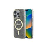 Guess İphone 16 Pro Uyumlu Kılıf Lisanslı Magsafe Özellik Yazı Logolu 4G Desenli Kahverengi