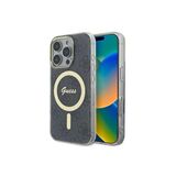 Guess İphone 16 Pro Uyumlu Kılıf Lisanslı Magsafe Şarj Özellikli Yazı Logo 4G Desenli Siyah