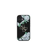 Guess iPhone 16 Siyah 4G Logolu Gül Desenli Magsafe Uyumlu Telefon Kılıfı