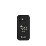 Guess iPhone 16 Siyah Uyumlu Glitter 4G Logolu Telefon Kılıfı
