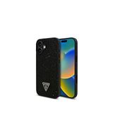 Guess Iphone 16 Taşlı Arka Yüzey Üçgen Logolu Telefon Kılıfı - Siyah