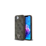 Guess iPhone 16E PU Üçgen Logo 4G Desenli Magsafe Uyumlu Kahverengi Telefon Kılıfı