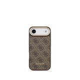 Guess iPhone 17 Air 4G Metal Büyük Logolu Kartlıklı Kahverengi Magsafe Uyumlu Telefon Kılıfı