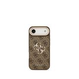 Guess iPhone 17 Air Büyük 4G Metal Logolu Kalın Askılı Kahverengi Telefon Kılıfı