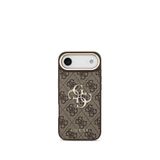 Guess Iphone 17 Air Gold Metal Kamera Çerçeveli 4g Desenli Metal Büyük 4g Ve Yazı Logolu Telefon Kılıfı - Kahverengi