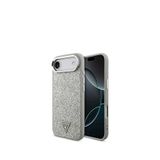 Guess iPhone 17 Air Gri Metal Kamera Çerçeveli Üçgen Logolu Glitter Magsafe Uyumlu Telefon Kılıfı