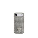 Guess iPhone 17 Air Gri Taşlı Üçgen Logolu Gümüş Telefon Kılıfı