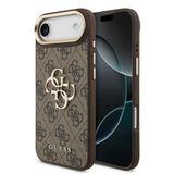 Guess İphone 17 Air Kılıf Lisanslı Gold Metal Kamera Çerçeve Büyük 4G Yazı Logolu Kapak Kahverengi
